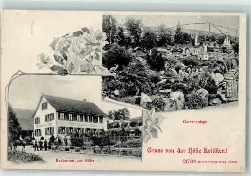 Zollikon 1908 Höhe Zollikon Restaurant zur Höhe Gartenanlage