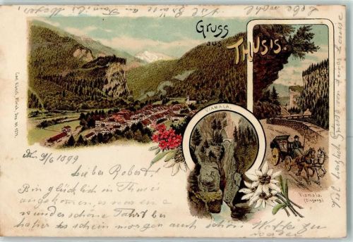 Thusis 1899 Viamala Eingang Pferdekutsche