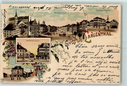 Langenthal 1901 Kirche Marktstrasse Viehmarktplatz Amtshausgasse Spitalgasse bärengasse