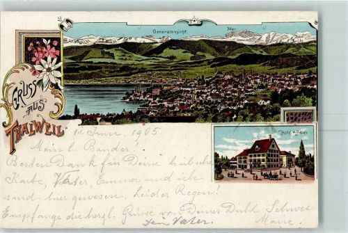 Thalwil 1905 Hotel Zum Adler Lithographie