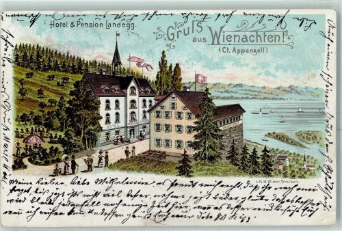 Wienacht-Tobel Hotel Pension Landegg Speise-Halle Lithographie