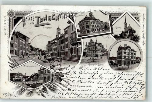 Langenthal 1895 Dorfgassse Gemeindehaus Kirche Postgebäude Gasthof Zum Bären Amtshausgasse Lithographie Vorläufer