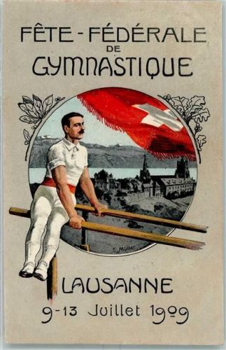 Lausanne 1909 Fete Gymnastique sign. e. Müller AK