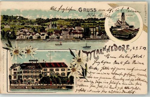 Männedorf 1903 Gruss aus Hotel Wildemann Verlag Künzli AK