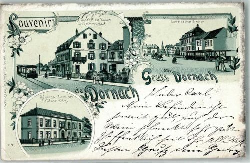 Dornach 1901 Gasthaus zur Sonne, Eisenbahn AK