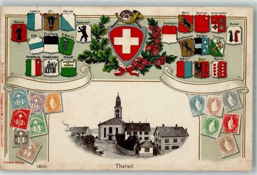 Thalwil 1908 Briefmarken Wappen Verlag Guggenheim 16544 AK