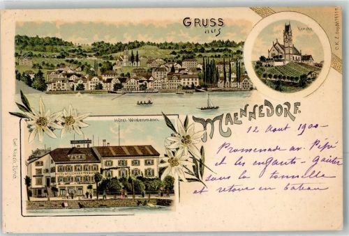 Männedorf Kirche Hotel Wildenmann Verlag Künzli Nr 1971