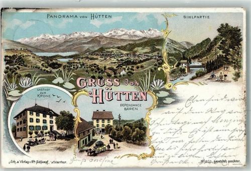 Hütten 1900 Sihlpartie Gasthaus Zur Krone Dependance Bären Postkutsche