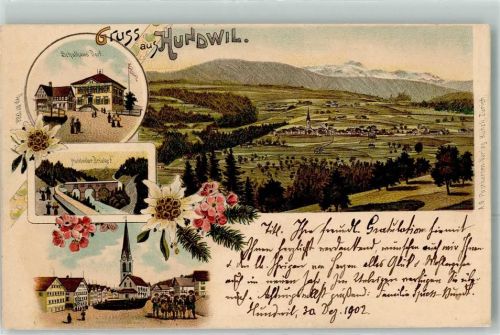 Hundwil 1902 Schulhaus Dorf Brücke Kirche Verlag Künzli Nr 1788