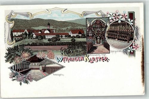 Wettingen 1900 Kloster Kreuzgang Chorgestühl Kirchenschiff Kirchenorgel