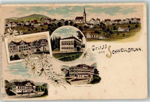 Schwellbrunn Gasthaus Pension Zur Harmonie Postkutsche Gasthaus Zum Säntisblick Gasthaus Badeanstalt Zum Hirschen Gasthaus Pension Zum Kreuz Verlag Künzli Nr 1886
