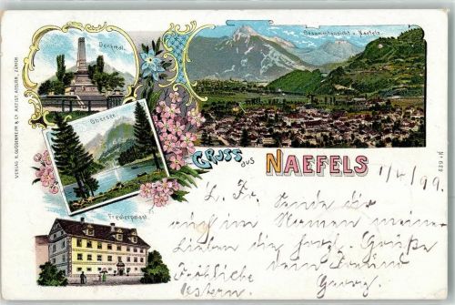 Näfels 1899 Denkmal Obersee Freulerpalast
