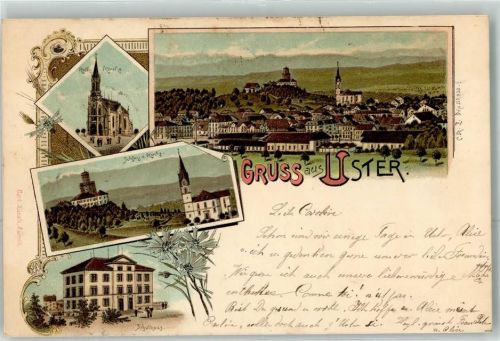 Uster 1898 Kath. Kirche Schloss Kirche Schulhaus Verlag Künzli Nr 438