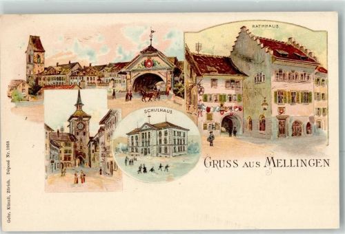 Mellingen Rathaus Schulhaus Verlag Künzli Nr 1068