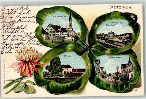 Wetzikon ZH Straßenbahn Bahnhof Eisenbahn Schloss Lithographie