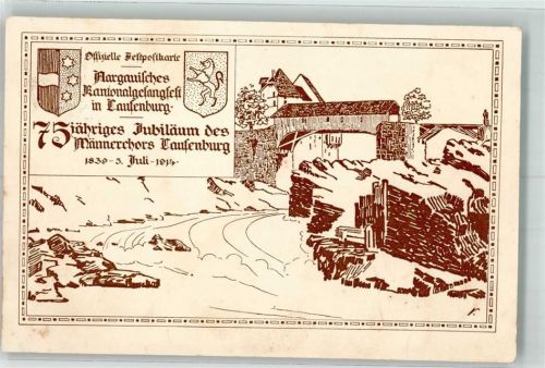 Laufenburg Aargauisches Kantonalgesangfest 75 jähriges Jubiläum des Männerchors 1914 Off. Festpostkarte
