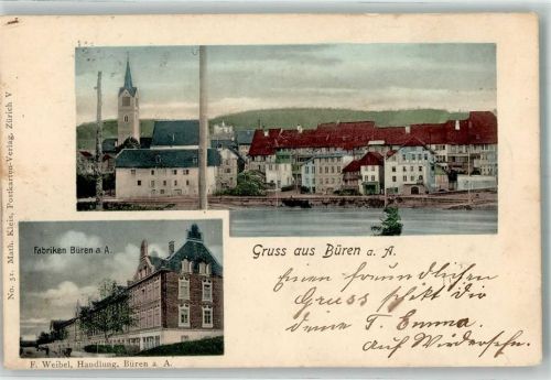 Büren an der Aare 1903 Fabriken F. Weibel Kirche