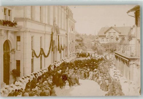 Menzingen 1909 Prozession Ort lt. Stempel