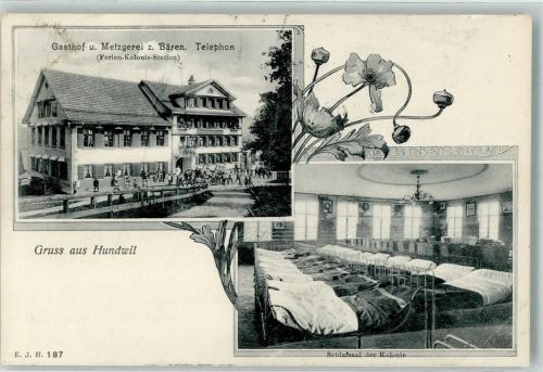 Hundwil 1909 Gasthaus Metzgerei Zum Bären Schlafsaal der Kolonie