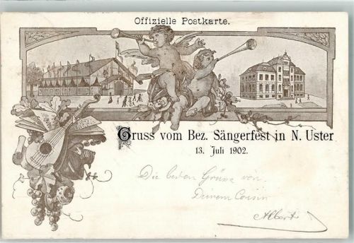 Uster Bez. Sängerfest 13. Juli 1902 Engel Off. Postkarte