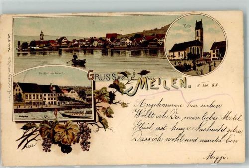 Meilen 1898 Gasthaus zum Löwen Kirche