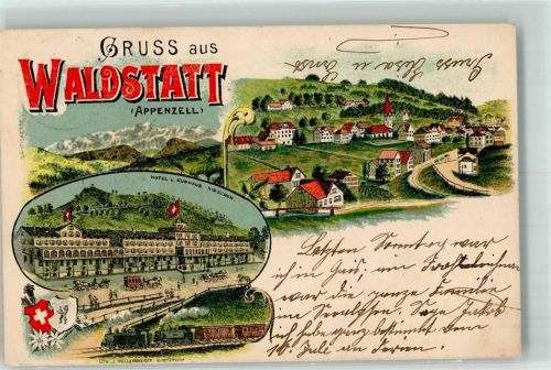 Waldstatt 1899 Hotel Hirschen Eisenbahn Dampflok