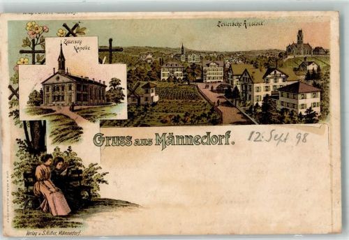 Männedorf 1898 Zellersche Anstalt und Kapelle