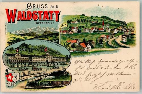 Waldstatt 1899 Hotel Hirschen Eisenbahn Dampflok