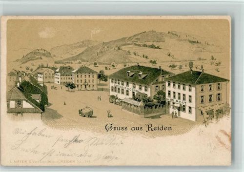 Reiden 1903 Gasthaus Mooren Post Lithographie