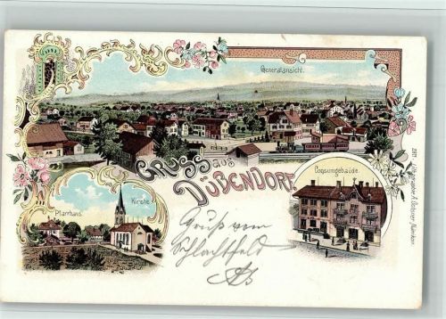 Dübendorf 1900 Konsum EisenbahnLithographie