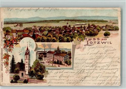 Lotzwil 1908 Lithographie Cichorienfabrik Bühler & Zimmermann