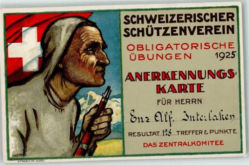 Wettschiessen Anerkennungskarte 1925 Künstlerkarte sign. Boecker