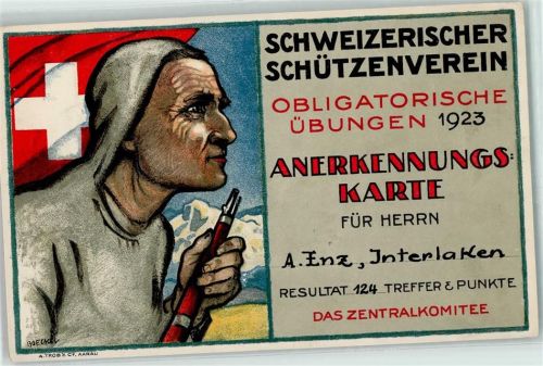 Wettschiessen Anerkennungskarte 1923 Künstlerkarte sign. Boecker