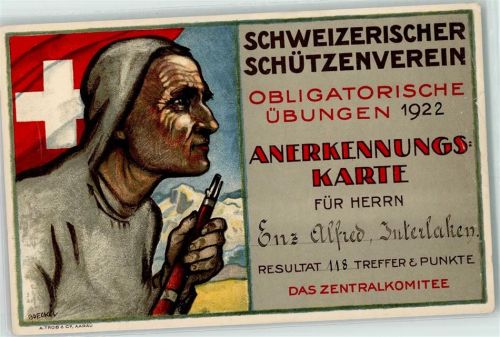 Wettschiessen Anerkennungskarte 1922 Künstlerkarte sign. Boecker