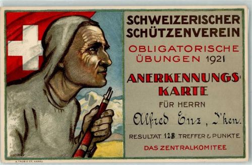 1921 Anerkennungskarte Obligatorische Übungen sign. Boeckel