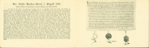 Grandson Schlacht bei Grandsen Innenseite Abgedruckt 1. Bundesbrief vom 1. August 1291 Verlag H. Schäublin Birsfelden