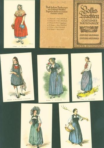 Lot mit 6 AK Schweizerische Trachten-und Volksliedervereinigung Serie IV. Originalumschlag Künstlerkarten