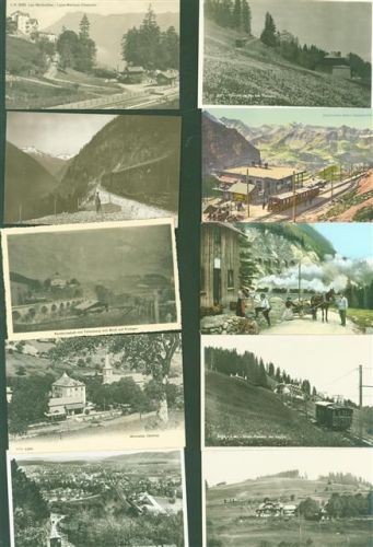 Lot mit 49 AK Eisenbahn, Strassenbahnen, Bergbahn beste Erhaltung