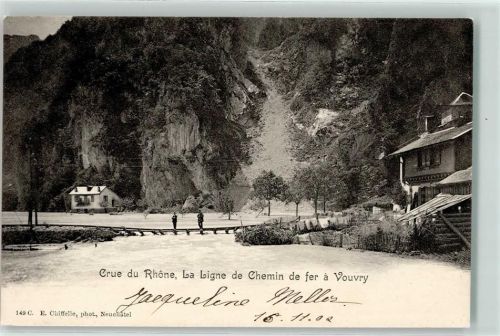 Vouvry 1902 Crue du Rhone La Ligne de Chemin