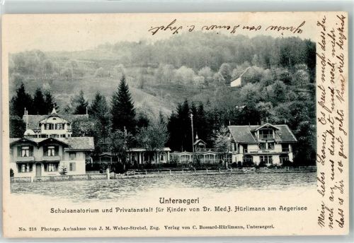 Unterägeri 1902 Schulsanatorium und Privatanstalt für Kinder von Dr. med. J. Hürlimann am Aegerisee