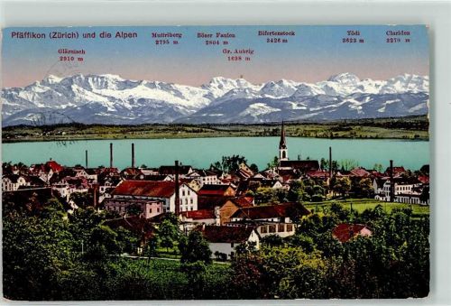 Pfäffikon ZH 1916 die Alpen Muttriberg Böser Faulen Bifertenstock Tödi Clariden