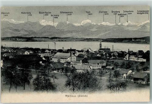 Pfäffikon ZH 1909 die Alpen Muttribegr Böser Faulen Bifertenstock Tödi Clariden