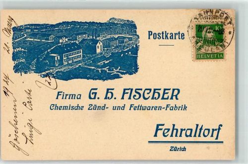 Fehraltorf Firma G.H. Fischer Chemische Zünd- und Fettwaren Fabrik