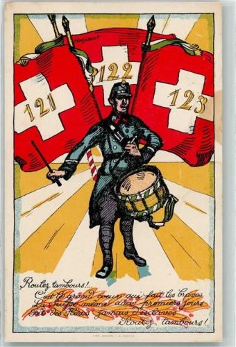 1917 Trommler Occupation des Frontieres Par le Regiment 37 Jura Bernois sign. Hugomet