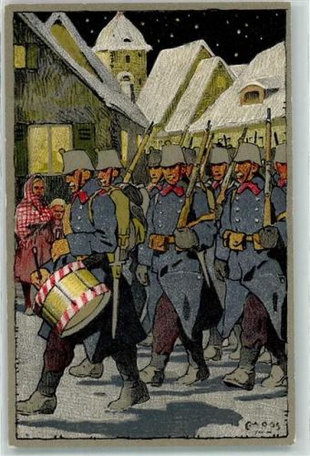 1914 - 1915 Winter Occupation des Frontieres Soldat Gewehr Trommel sign. Moos Ort lt. Verlag