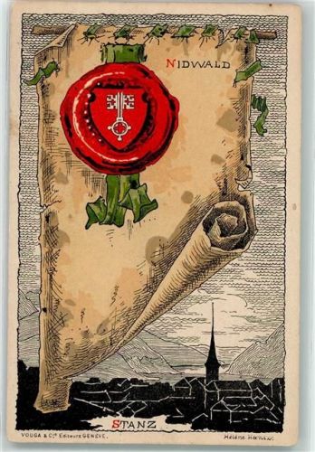 Stans Schriftrolle Siegel Wappen Kanton Nidwald sign. Helene Hantz