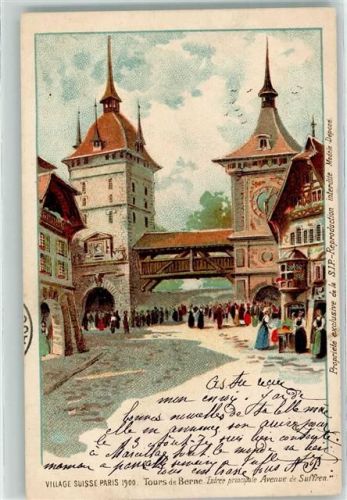 Paris 1903 Tours de Berne Entree principale Avenue de Suffren Village Suisse Weltausstellung 1900
