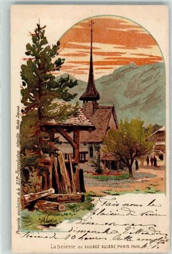 Paris 1901 La Scierie au Village Suisse Exposition Weltausstellung 1900
