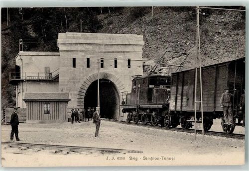 Brig 1912 Ausfahrt aus dem Simplontunnel Eisenbahn