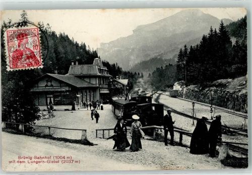 Brünig 1910 Gasthaus Buffet Bahnhof mit dem Lungern-Giebel